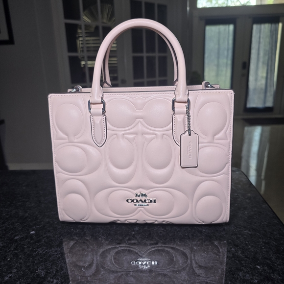 Coach Light Pink Embossed Satchel - Picture 1 of 3